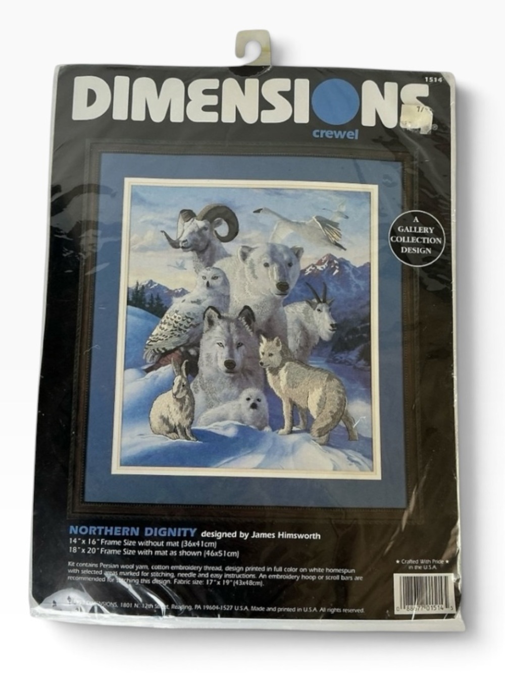 Dimensions 'Northern Dignity' Crewel Embroidery Kit Winter Wildlife print New